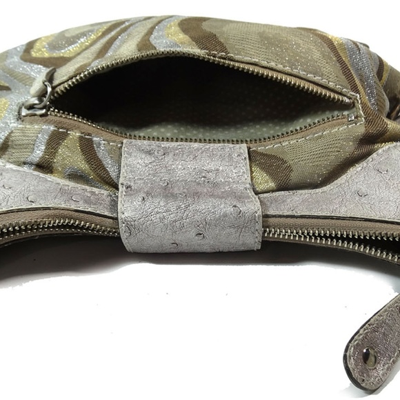 Guess Samba Metallic Satchel Wood Logo Bag Purse - Picture 7 of 8